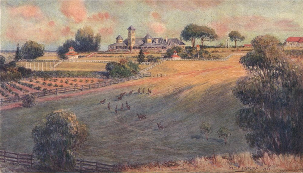 'Belmont Park, an Australian station homestead' by Percy Spence. Australia 1910